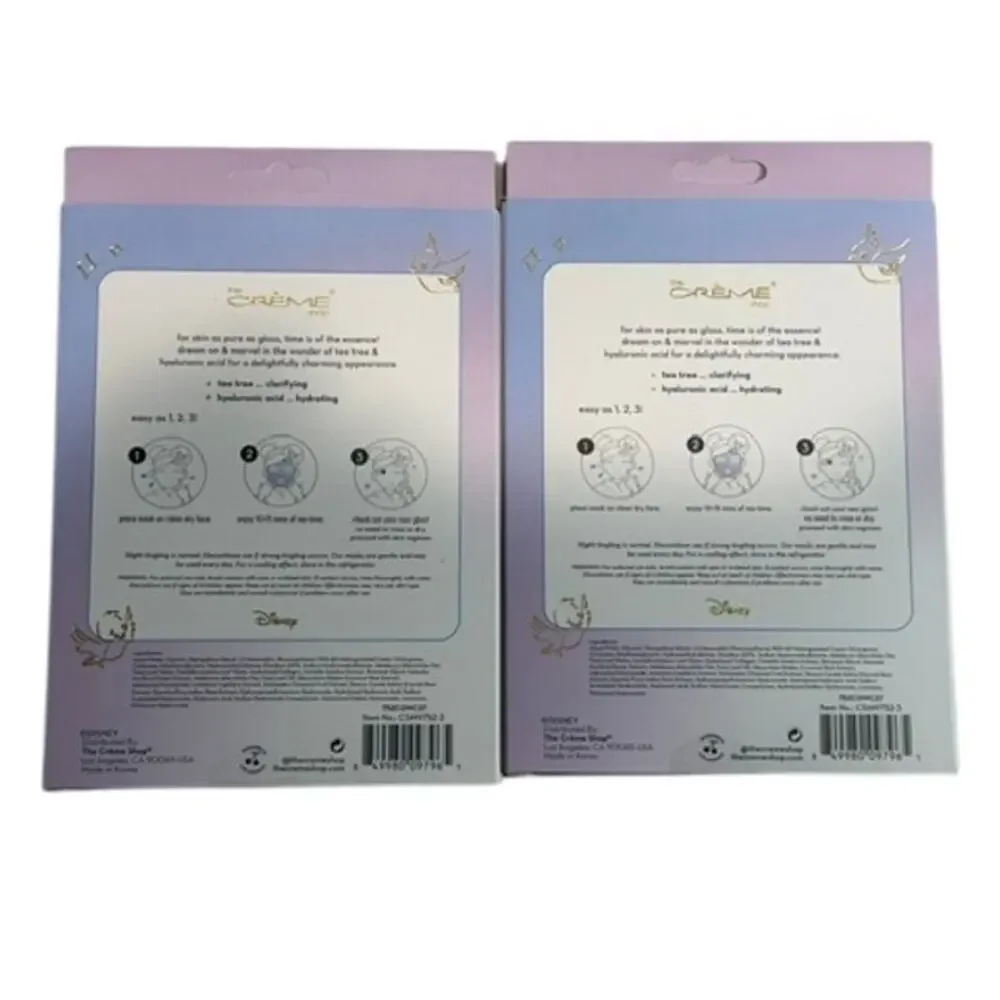 2 Pack The Crème Shop Disney Cinderella Essence Sheet Face Masks 6 Total New